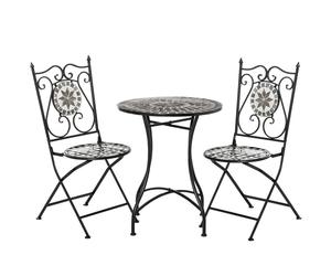Premium Metal Mosaic Tile Bistro Set - 3 Pc Folding Chairs - Outdoor Garden Furn