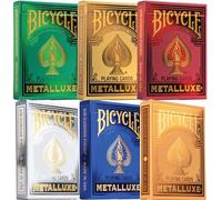 Premium Metalluxe Bicycle Playing Cards Collector's Bundle - Set of 6 Decks in Stunning Gold, Green, Red, Silver, Orange, and Blue Finishes