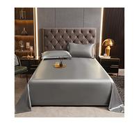 Premium Microfiber Flat Sheet Super Soft Cooling Flat Bed Sheet Hotel Quality Luxury Solid Color Satin Top Sheet For Single Twin Full Double Bed, 1 Piece ( Color : Gray , Size : 230x245cm+48x74cm x2 )