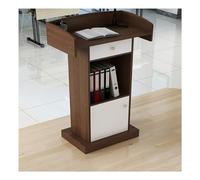 Premium Mobile Podium Stand - Tall Solid Wood Lectern, Sturdy & Elegant Design, Ideal for Presentations, Events, Strong Load-Bearing Capacity, Stable Structure (White)