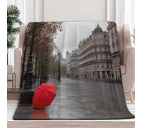 Premium Modern City Paris Street Printed Blankets, Super Soft Flannel Plush Cozy Lightweight Light Gray Throw Blanket for Baby Kids Boys Girls 51 × 59 inch - Small Single Size