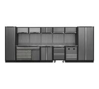 Premium Modular Garage Storage System With Stainless Steel Worktop - 4915mm X 460mm X 2000mm