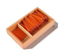 Premium Montessori Bead Chains - 100 & 1000 Chains with Beechwood Box, Skip Counting & Decimal System Material, Math Manipulatives for Place Value, Squaring & Cubing, Homeschool Classroom Kids 5-9