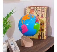 Premium Montessori Color Globe- 8.7” Solid Beechwood World Globe for Kids, Geography & Classroom Learning Materials with Continent Outlines, Sensory Toy for Toddlers & Homeschool