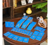 Premium Montessori Number & Letter Tracing Tiles - 65-Piece Wooden Set with Engraved Uppercase, Lowercase, Numbers, Dot Cards & Math Symbols, Tactile Pre-Writing Activity, Homeschool Kids Ages 3-6