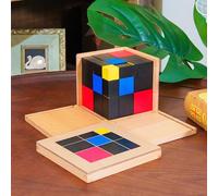 Premium Montessori Trinomial Cube - Solid Beechwood 3D Puzzle & Sensory Toy, Algebra & Geometry Learning Material, Preschool Homeschool Math Manipulative, Brain Teaser Gift for Kids 3-6