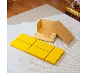 Premium Montessori Yellow Volume Prisms - 5 Solid Beech Wood Rectangle Blocks Storage Box, Maths Manipulative Volume, Multiplication & Spatial Thinking, Homeschool & Classroom Children from 6