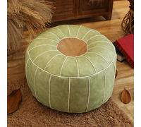 Premium Moroccan Leather Pouf - Authentic Round Footstool Cover Non-Padded Versatile Home Décor for Living Room Bedroom Office - Stylish & Functional Accent Piece