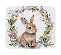Premium Mouse Pad Anti-Slip Rubber Cute Custom Pattern Brown Rabbit in Flower Wreath Gaming Mousepad Desk Pad 25x30cm for Office,Game,Home