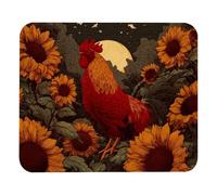 Premium Mouse Pad Rooster Sunflowers Square Gaming Mousepad Keyboard Pad 25x30cm for Work,Office,Computer