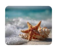 Premium Mouse Pad Starfish and Seashell on The Summer Beac Mouse Mat Desk Pad 25x30cm for Work,Studying,Typing