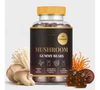 Premium Mushroom Gummies Complex - 12 Mushroom Blend with Lion's Mane, Reishi, Cordyceps, Chaga, Turkey Tail, Shiitake - 3,800mg Per Serving - Wild Raspberry Flavour - Vegan Supplement - 90 Gummies