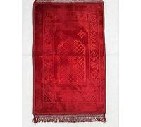 premium Muslim Prayer Rug Extra Thick Padded Sajadah Mat, Soft Portable Islamic Namaz Carpet for Men, Women, Kids Non Slip Luxury Salah Mat, for Ramadan, Eid, Travel (Red)