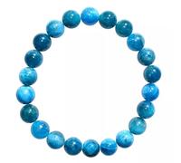 Premium Natural Blue Green Apatite Crystal 8mm Bead Stretchy Bracelet 7.5"
