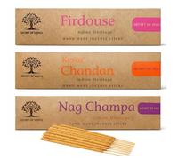 Premium Natural Incense Stick Set Nag Champa, Kesar Chandan & Firdouse 20g Hand Rolled Masala Agarbatti Joss Sticks for Home Fragrance, Yoga, Meditation & Relaxation Pack of 3