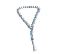 Premium Natural Stone Misbaha 10mm - Authentic Agate & White Turquoise Islamic Prayer Beads - 33 Tasbih for Meditation & Dhikr - Symbol of Balance, Protection & Peace - Includes Gift Box