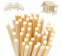 Premium Natural Wooden Dowel Rods, 30cmx 5mm, 50 Pack - Solid Wood Sticks for Crafts, Building Models, Wedding Decor, and DIY Projects