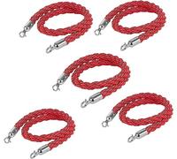 Premium NCH Rope - 5 Pack Suspended Twist Queue Obstacle Red Carpet Rope Durable Hemp Knitted 180cm/71in for Event Barriers Party Decorations and Crowd Control