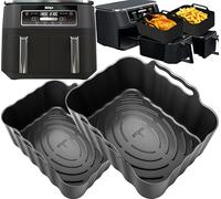Premium Ninja 7.6L AF200UK Silicone Liners | 2.5mm Thick, Convex Base, Non-Stick & Dishwasher Safe | 2PCS Reusable 7.6L Ninja Air Fryer Liners | Ninja Silicone Liners | by iStock Ltd