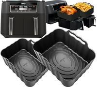 Premium Ninja 7.6L AF200UK Silicone Liners | Glove-Like Fit | 2.5mm Thick, Convex Base, Dishwasher Safe | 7.6L Ninja Air Fryer Liners | 2PCS Ninja Foodi AF200UK Accessories | by iStock Ltd