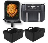 Premium Ninja 9.5L AF400UK & DZ400UK Silicone Liners | 0.8mm Ridges for Air Flow, 2.5mm Thick, Dishwasher Safe | Specially Designed for Ninja Dual Air Fryer 9.5L AF400UK | Ninja Silicone Liners