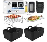 Premium Ninja AF400UK & DZ400UK Accessories | 10 PCS Ninja Air Fryer Accessories | 0.8mm Ridges for Air Flow, 2.5mm Thick, Dishwasher Safe | Specially Designed for 9.5L Dual Air Fryer