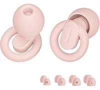 Premium Noise Cancelling Ear Plugs for Sleep, Work, Study, Travel - Soft Silicone Reusable Earplugs - NRR 25-33dB Noise Reduction - Comfortable & Portable (Pink (Ring) 1 Pair)