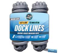 Premium Nylon Boat Dock Lines for Docking 1/2'' x 20' | Double Braided Marine Rope & Mooring Line| Ropes for Docking with Loop | UV & Saltwater Resistant Dock Ropes for Boats & Pontoons