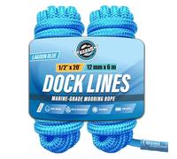 Premium Nylon Boat Dock Lines for Docking 1/2'' x 20' | Double Braided Marine Rope & Mooring Line| Ropes for Docking with Loop | UV & Saltwater Resistant Dock Ropes for Boats & Pontoons