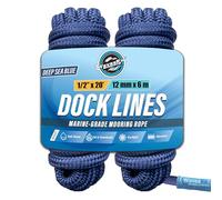 Premium Nylon Boat Dock Lines for Docking 1/2'' x 20' | Double Braided Marine Rope & Mooring Line| Ropes for Docking with Loop | UV & Saltwater Resistant Dock Ropes for Boats & Pontoons