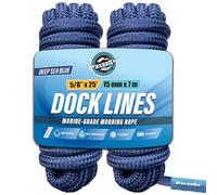 Premium Nylon Boat Dock Lines for Docking 5/8'' x 25' | Double Braided Marine Rope & Mooring Line| Ropes for Docking with Loop | UV & Saltwater Resistant Dock Ropes for Boats & Pontoons