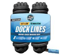 Premium Nylon Boat Dock Lines & Ropes for Docking 1/2'' x 20' | Double Braided Marine Rope & Mooring Line| Boat Ropes for Docking with Loop | UV & Saltwater Resistant Dock Ropes for Boats & Pontoons