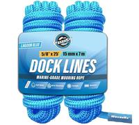 Premium Nylon Boat Dock Lines & Ropes for Docking 5/8'' x 25' | Double Braided Marine Rope & Mooring Line| Boat Ropes for Docking with Loop