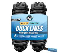 Premium Nylon Boat Dock Lines & Ropes for Docking & Pontoon 5/8" x 25' | Double Braided Marine Rope | Boat Ropes for Docking with Loop | UV & Saltwater Resistant Dock Ropes for Boats & Mooring
