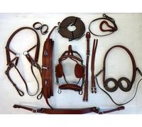 Premium Nylon Horse Cart Driving Harness Set, Complete Equestrian Tack with Reins and Bridle Pony, Cob, Full & Shetland Brown (Shetland)