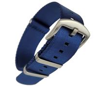 Premium Nylon Military Watch Strap | 20mm Blue | Smooth Seatbelt Weave Pass-Through Fabric Band | Double Pass Webbed Style | Brushed Stainless Steel Buckle & Fittings (Blue, 20 mm)