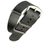 Premium Nylon Military Watch Strap | 20mm Grey | Smooth Seatbelt Weave Pass-Through Fabric Band | Double Pass Webbed Style | Brushed Stainless Steel Buckle & Fittings (Gray, 20 mm)