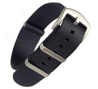 Premium Nylon Military Watch Strap | 22mm Black | Smooth Seatbelt Weave Pass-Through Fabric Band | Double Pass Webbed Style | Brushed Stainless Steel Buckle & Fittings (Black, 22 mm)