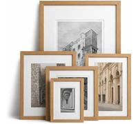 Premium Oak Picture Photo Frame White Mount for Poster Print Art Certificate Gallery Decor Wall Hang or Table Stand, A6 in A5, Oak Frame White Mount