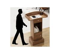 Premium Oak Pulpit Podium Stand - Multi-Functional Lectern for Church Office & Customer Reception - Elegant Solid Wood Standing Desk in Rich Brown Finish