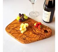 Premium Olive Wood Cutting Board with Handle Hole - Handcrafted Durable Chopping Board for Kitchen, Charcuterie, Serving - Unique Wood Grain Design - Eco-Friendly Kitchenware