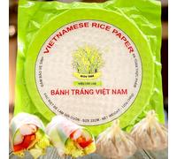 Premium Organic Banh Trang Rice Paper Wrappers for Fresh Vietnamese Spring-rolls, Egg-rolls, Lumpia, Samosa, Dumpling, Sushi, Crepe; Vegan, Keto, Low Carb, Gluten-Free, 22cm Round 1 Pack 12 oz (1)