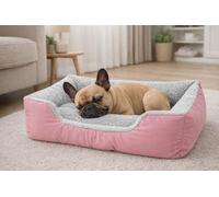 Premium Orthopaedic Washable Dog Bed with Raised U-Shaped Bolsters for Head And Neck Support, Washable Pet Bed, Soft Plush Cushion, Anti-Slip Base for Small, Medium & Large Dogs - Pink (Small)