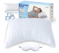 Premium Orthopedic Cervical Memory Foam Pillow for Neck and Shoulder Pain Relief. 3 pieces set with Silk Sleeping Mask. Extra Fill. Cooling One Side, Contour Design, Adjustable Loft.