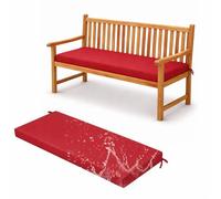 Premium Outdoor Garden Bench Cushion 5 cm Thick, Waterproof Polyester, Non-Slip, Removable & Machine Washable High-Density Foam Seat Pad for Patio, Balcony,red,110x35x5cm