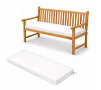 Premium Outdoor Garden Bench Cushion 5 cm Thick, Waterproof Polyester, Non-Slip, Removable & Machine Washable High-Density Foam Seat Pad for Patio, Balcony,White,110x35x5cm