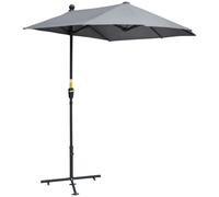 Premium Outsunny 2m Half Garden Parasol - Crank Handle, Dark Grey - Quality Guar