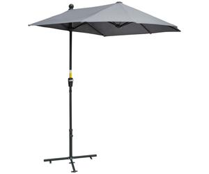 Premium Outsunny 2m Half Garden Parasol - Crank Handle, Dark Grey - Quality Guar