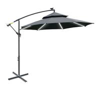 Premium Outsunny 3m Cantilever Umbrella - Hanging Banana Design - Solar LED Ligh