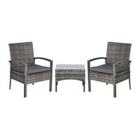 Premium Outsunny 3PC Grey Garden Rattan Bistro Set - High-Quality Outdoor Dining